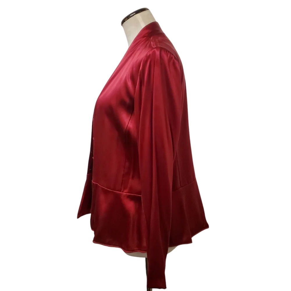 Eileen Fisher Set - Red Silk Jacket & Sleeveless Blouse - Sz Medium - Luxurious